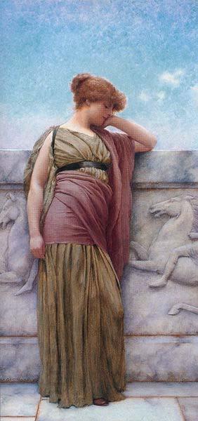 John William Godward Godward Leaning on the Balcony oil painting picture